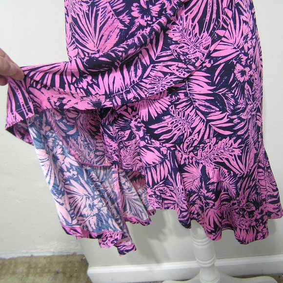 TROPICAL PRINT FAUX WRAP SKIRT SMALL PETITE - Picture 3 of 7